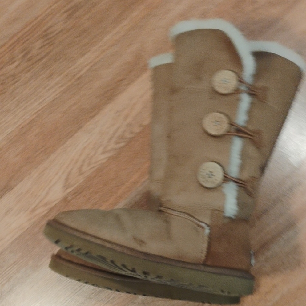 UGG Brown Shearling Button Boots - Picture 4 of 16